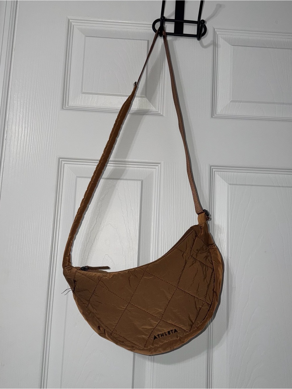 Athleta All About Quilted Crossbody Bag Walnut Quilt